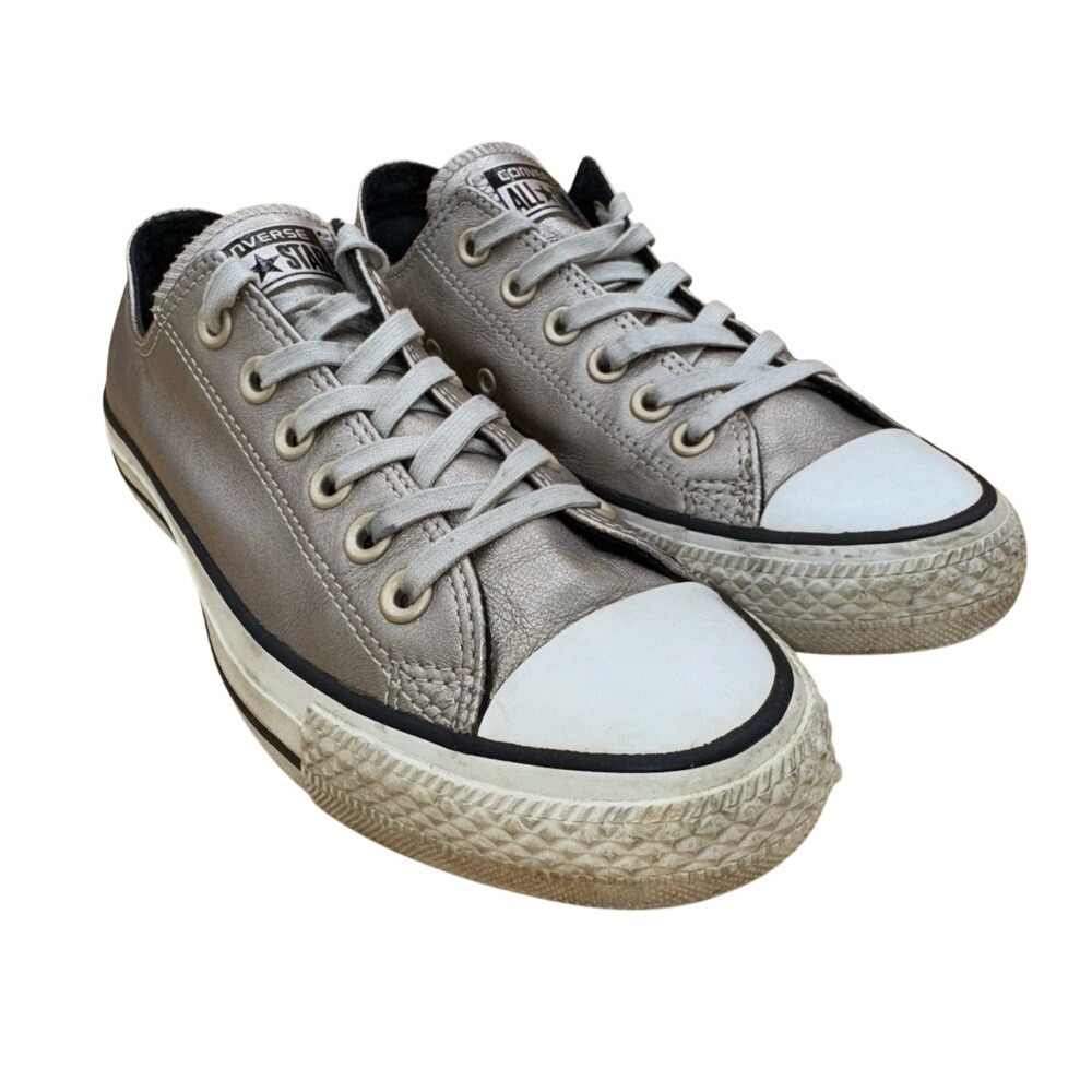 Converse All-Star Metallic Gray/Silver Low-Tops, Women's Size 7, EUC